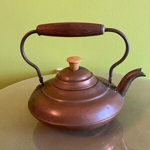 Vintage Copper Teapot with Wooden Handle made in Holland